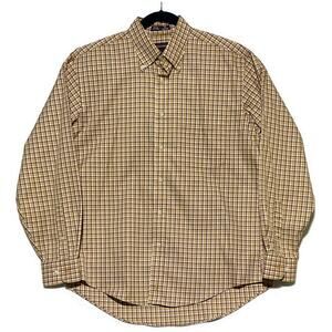 Nordstrom Button Up Shirt Men's Size Medium Brown Orange Plaid Long Sleeve